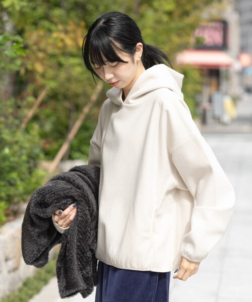 EKAL（エカル）の「ウォームドジャージフーディー（その他トップス・レディース・アイボリー/ブラック/ブラウン・one）」の6枚目の写真