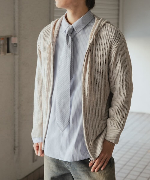 SENSE OF PLACE by URBAN RESEARCH(センスオブプレイスバイアーバンリサーチ)の「シアーメッシュフーディージップパーカー(パーカー・メンズ・BLACK/BROWN/GREIGE・M/L)」の2枚目の写真