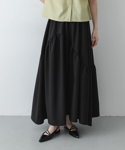 SENSE OF PLACE by URBAN RESEARCH(センスオブプレイスバイアーバンリサーチ)の「アシメキリカエギャザースカート(スカート・レディース・OFF WHITE/BLACK/BEIGE・One)」の15枚目の写真