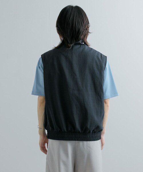 SENSE OF PLACE by URBAN RESEARCH（センスオブプレイスバイアーバンリサーチ）の「『イージーケア/セットアップ対応』リネンライクスタンドカラーWジップベスト（ベスト・メンズ・L.BLUE/CHARCOAL/NAVY・M/L）」の16枚目の写真