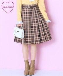 marun | ＜大きいサイズ＞ベルト付プリーツショート丈スカート marun(スカート)