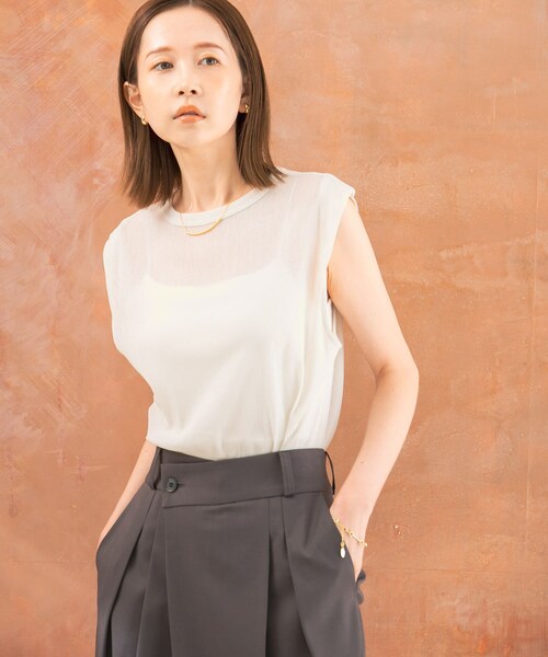URBAN RESEARCH ROSSO（アーバンリサーチロッソ）の「ラメチュールタンクトップ（タンクトップ・レディース・OFF WHITE/BROWN・FREE）」の3枚目の写真