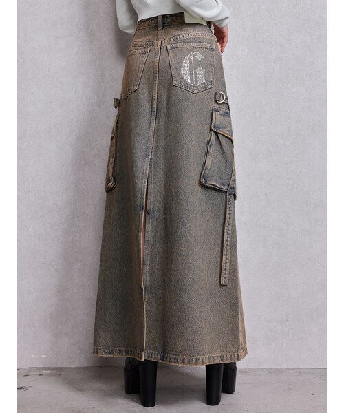 GYDA（ジェイダ）の「ハイウエストG bijou CARGOデニムロングスカート（デニムスカート・レディース・アイスブルー/インディゴ/ネイビー・S/M）」の9枚目の写真