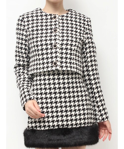 RESEXXY（リゼクシー）の「ノーカラーショートジャケット【セットアップ着用可能】（ノーカラージャケット・レディース・ホワイト/グレー/ミックス・F）」の8枚目の写真