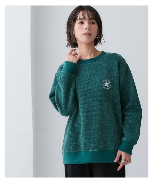 nissen（ニッセン）の「＜大きいサイズ＞ベロアモールロゴ刺しゅうスウェット（コンバース）（スウェット・レディース・ナチュラル/グリーン/黒・L/LL/3L/4L/5L）」の3枚目の写真