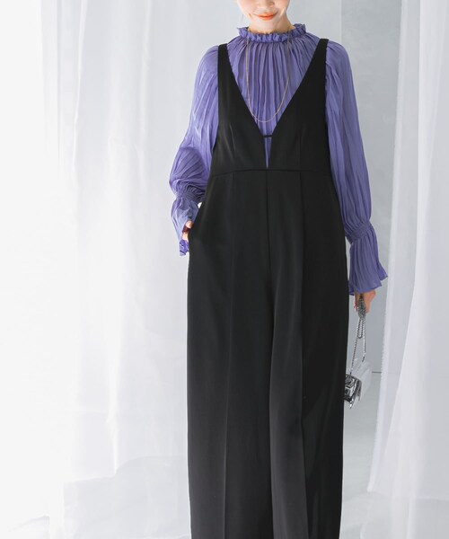 URBAN RESEARCH ROSSO（アーバンリサーチロッソ）の「ワイドパンツデザインオールインワン（サロペット/オーバーオール・レディース・BLACK/BEIGE・36/38）」の3枚目の写真