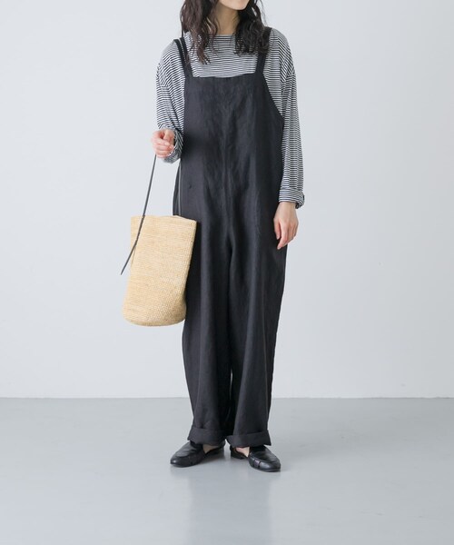 かぐれ（カグレ）の「リネンサロペット（つなぎ/オールインワン・レディース・GREGE/CHARCOAL/BLACK・Free）」の5枚目の写真