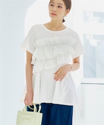 nissen | アシンメトリーフリルデザイントップス(Tシャツ/カットソー)