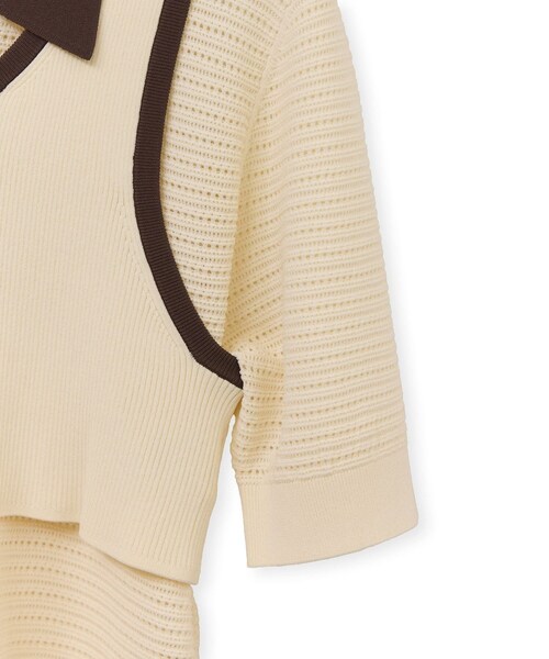 ADAM ET ROPE'（アダムエロペ）の「【サステナブル】タンクコンビパターンポロニット（ポロシャツ・レディース・オフホワイト/ブラウン/サックス・F）」の14枚目の写真