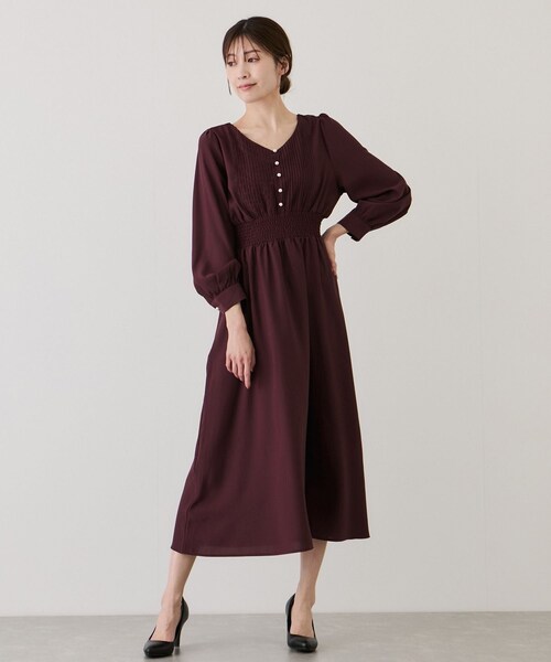 Jayro（ジャイロ）の「ピンタックプリーツ長袖ワンピース（ワンピース・レディース・ライトグレー/ホワイト系/ダークブラウン系/ネイビー/ネイビー系/ブルー/ピンク/ワイン・M）」の17枚目の写真