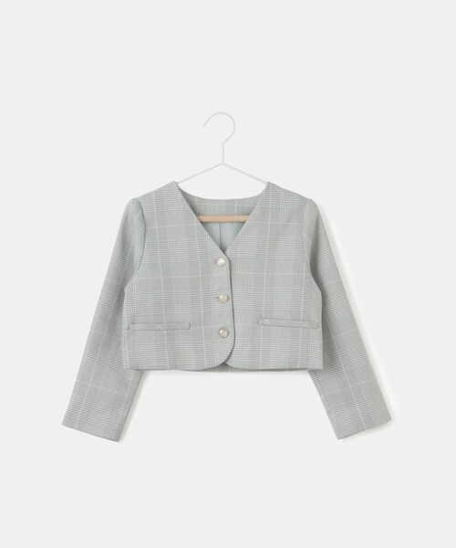 ROPE' PICNIC（ロペピクニック）の「【KIDS】セレモニーにも・セットアップ対応/ノーカラージャケット（ノーカラージャケット・キッズ・ライトグレー/ネイビー・140）」の4枚目の写真