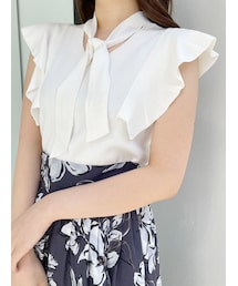 MERCURYDUO | ボウタイ付きラッフルコンパクトニット(ニット/セーター)