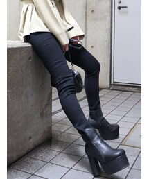 MURUA | ハイウエストZIPブラックスキニーパンツ(デニムパンツ)