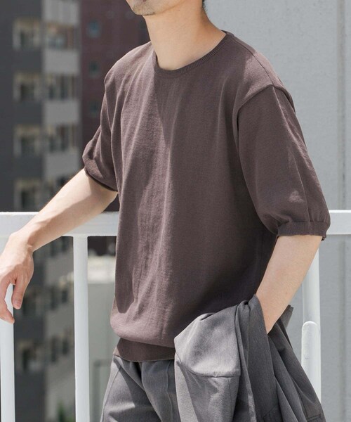 URBAN RESEARCH ROSSO（アーバンリサーチロッソ）の「『UR TECH』AIRDRY半袖クルーニット（ニット/セーター・メンズ・CHARCOAL/NAVY/ICE GRAY/KHAKI・M/L/XL）」の13枚目の写真