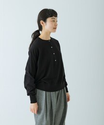 コットンカシミヤヘンリーネックニット