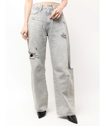 GYDA | ハイウエストGG Stitch Barrel Leg ダメージデニムパンツ(デニムパンツ)