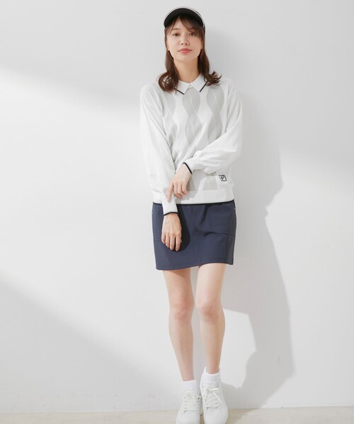 ROPE'（ロペ）の「ケーブル柄衿使いパフ袖長袖プルオーバー（ニット/セーター・レディース・ホワイト/グリーン/ネイビー・L/M/S）」の18枚目の写真