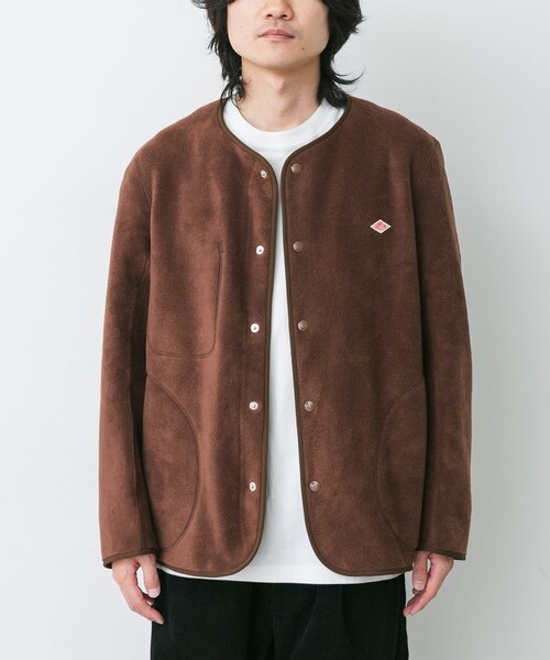 URBAN RESEARCH DOORS（アーバンリサーチドアーズ）の「DANTON　FLEECE COLLARLESS JACKET（テーラードジャケット・メンズ・BLACK/DK.GREY/C.GREY/CHOCOLATE/MARBLE/NAVY BLUE・40/42/44）」の4枚目の写真