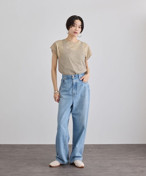 ADAM ET ROPE'（アダムエロペ）の「ラメメッシュタンクトップ（タンクトップ・レディース・ブラウン/ベージュ・F）」の6枚目の写真