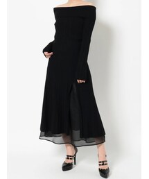 RESEXXY | オフショルプリーツ切替ニットワンピース(ワンピース)