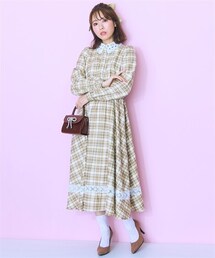 marun | 大きいサイズ レース切り替えチェックワンピース marun(ワンピース)