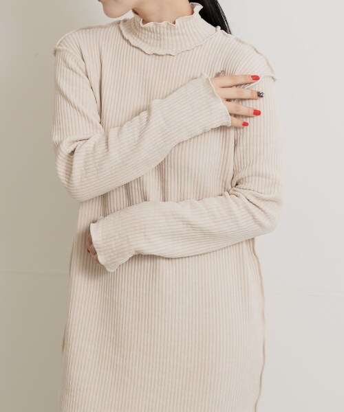 THE GOODLAND MARKET（ザグッドランドマーケット）の「&her　Smooth Rib Onepiece（ワンピース・レディース・CHARCOAL/OFF・FREE）」の4枚目の写真
