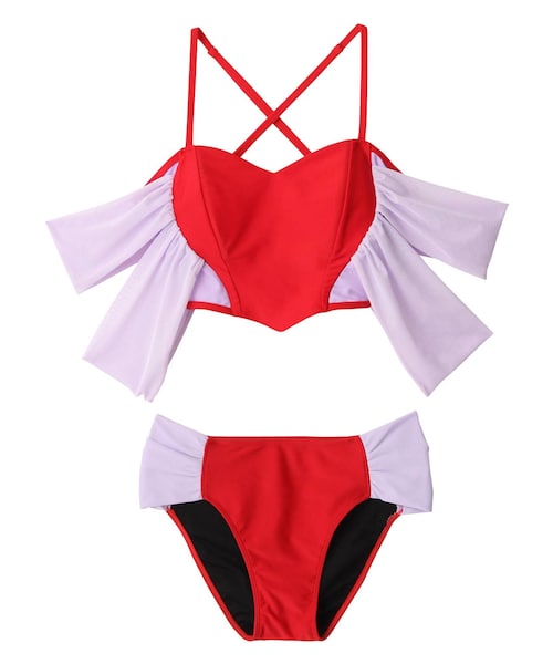 PAMEOPOSE パメオポーズ　ネイビーオレンジ ペプラム水着 2ピース PAMEO POSE（パメオポーズ）の「Honey Heart Bikini（水着