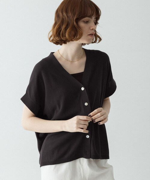URBAN RESEARCH Sonny Label（アーバンリサーチサニーレーベル）の「クールミストフレンチニットカーディガン（カーディガン/ボレロ・レディース・ブラック/L.グレー/モカグレー・Free）」の5枚目の写真