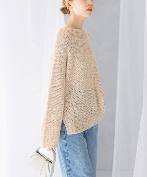 URBAN RESEARCH ROSSO（アーバンリサーチロッソ）の「透かし編みラメニット（ニット/セーター・レディース・beige/mt×turq・FREE）」の4枚目の写真