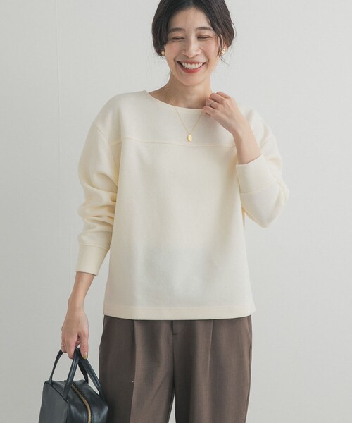 URBAN RESEARCH DOORS（アーバンリサーチドアーズ）の「『UR TECH』ボートネックプルオーバー（Tシャツ/カットソー・レディース・IVORY/PISTACHIO/BLACK・M）」の7枚目の写真