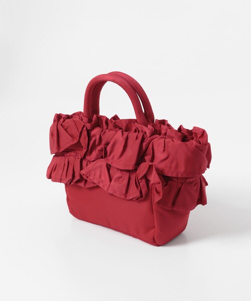 URBAN RESEARCH（アーバンリサーチ）の「GANNI　MINI SHOPPER RUFFLE（クラッチバッグ・レディース・FIERY RED・-）」の4枚目の写真