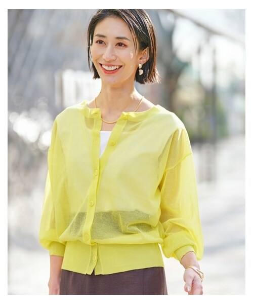 nissen（ニッセン）の「２WAYシアーニットカーディガン【OtonaSMILE】（ニット/セーター・レディース・ホワイト/ブルー/イエロー・M/L/LL/3L/4L/5L）」の18枚目の写真