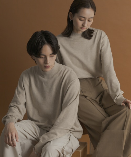 SENSE OF PLACE by URBAN RESEARCH（センスオブプレイスバイアーバンリサーチ）の「『一部WEB限定カラー』『洗濯可/毛玉防止』ストレッチモックネックニット（ニット/セーター・メンズ・IVORY/BLACK/NAVY/RED/BROWN/CHARCOAL/BEIGE/MINT/MUSTARD・M/L）」の5枚目の写真