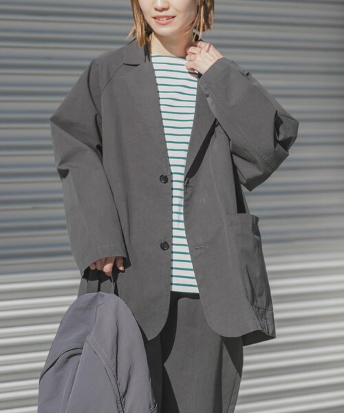 URBAN RESEARCH DOORS（アーバンリサーチドアーズ）の「FORK&SPOON　ビッグジャケット（テーラードジャケット・レディース・CHARCOAL/BEIGE・1）」の4枚目の写真
