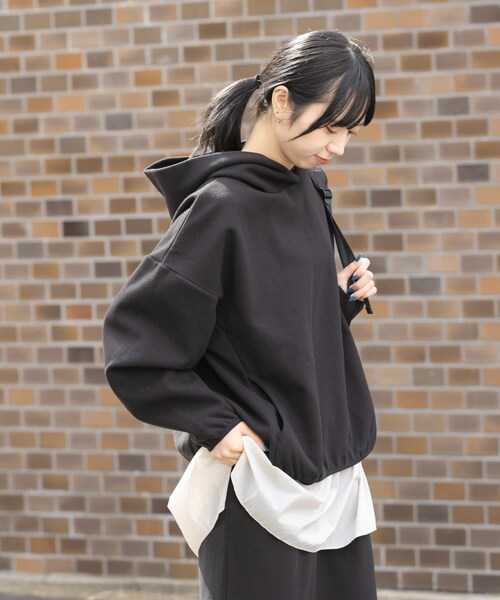 EKAL（エカル）の「ウォームドジャージフーディー（その他トップス・レディース・アイボリー/ブラック/ブラウン・one）」の2枚目の写真