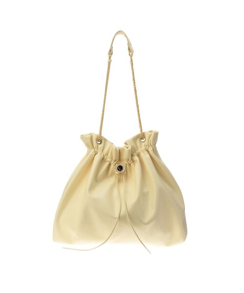 CALNAMUR（カルナムール）の「ショルダーチェーンドローストリングバッグ（ショルダーバッグ・レディース・ブラック/ライトイエロー/シルバー・F）」の3枚目の写真