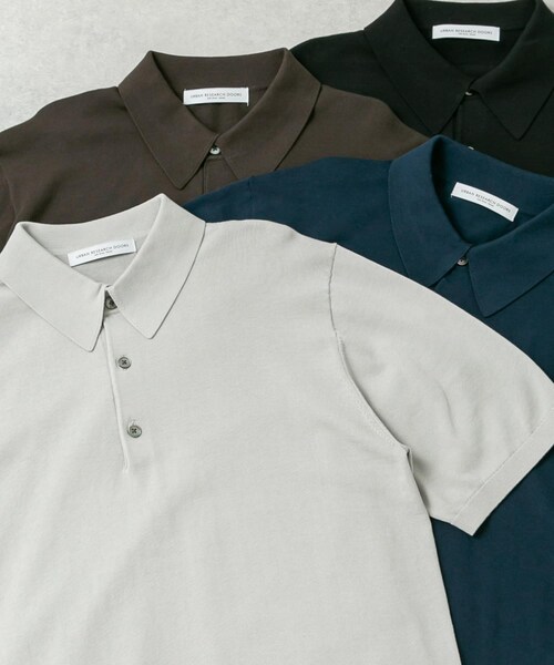 URBAN RESEARCH DOORS（アーバンリサーチドアーズ）の「LIFE STYLE TAILOR　ハイゲージ半袖ニットポロシャツ（シャツ/ブラウス・メンズ・IVORY/BLACK/NAVY BLUE/GRAY BROWN・M/L）」の13枚目の写真