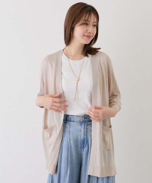 Jayro(ジャイロ)の「麻混ロングトッパーカーディガン(カーディガン/ボレロ・レディース・ブラック/グレー/ホワイト系/ベージュ/ネイビー/ネイビー系・M)」の5枚目の写真