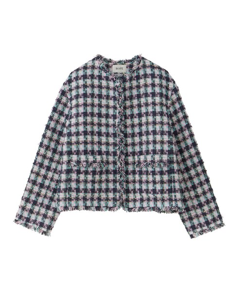 ROPE'(ロペ)の「【一部店舗限定】【LINTON】 ファンシーツイードノーカラージャケット(ノーカラージャケット・レディース・ベージュ系/ネイビー系・36/38)」の18枚目の写真