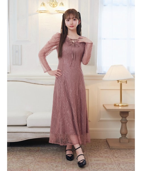 EATME（イートミー）の「ダブルリボンレースワンピース（ドレス・レディース・アイボリー/ブラック/ピンク・S/M）」の11枚目の写真