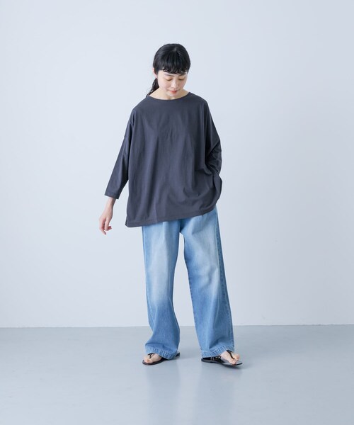 かぐれ（カグレ）の「ボートネック7分袖ワイドカットソー（Tシャツ/カットソー・レディース・OFF/PINK/SMOKE NAVY・FREE）」の17枚目の写真