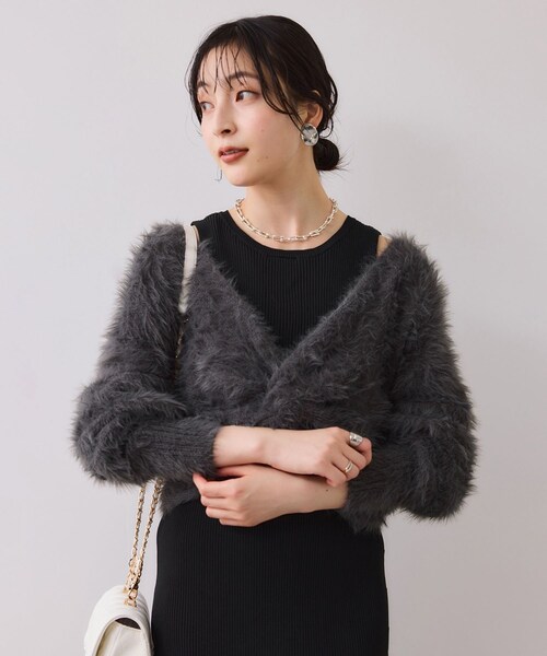 VIS（ビス）の「ねじりショートトップス付きロングニットワンピース/イージーケア（ワンピース・レディース・チャコール/キナリ/ベージュ・F）」の19枚目の写真