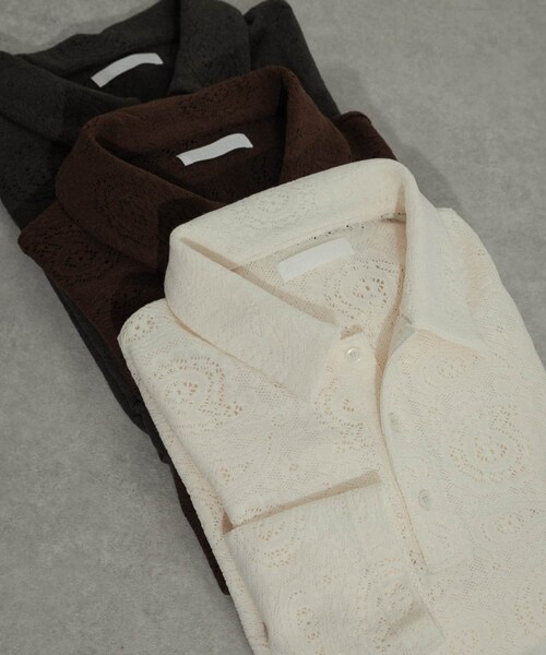 SENSE OF PLACE by URBAN RESEARCH（センスオブプレイスバイアーバンリサーチ）の「シアーペイズリーポロシャツ（ポロシャツ・メンズ・IVORY/CHARCOAL/BROWN・M/L）」の14枚目の写真