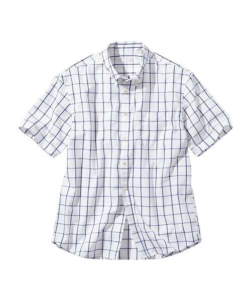 nissen（ニッセン）の「形態安定チェック柄半袖ボタンダウンシャツ（肩まわり・お腹ゆったり）（消臭テープ付）（シャツ/ブラウス・メンズ・ブルー系ギンガム/ネイビー系ギンガム/赤系/サックス系/オフホワイト系/ロイヤルブルー系/グリーン系/ピンク系・M/L/LL/3L/4L/5L/6L/8L/10L）」の17枚目の写真