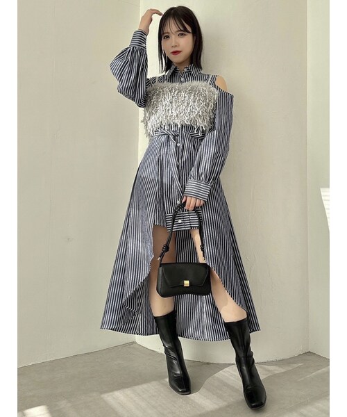 dazzlin（ダズリン）の「レイヤードヘムシャツワンピース（シャツワンピース・レディース・オフホワイト/チャコールグレー/ネイビー/ピンク・S/M）」の16枚目の写真