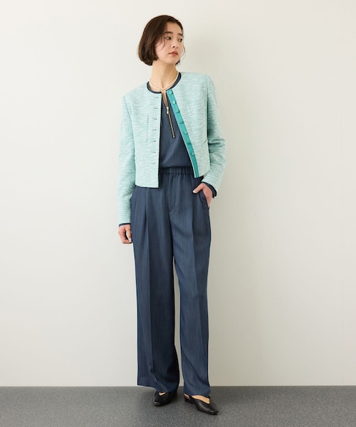 ROPE'(ロペ)の「ツイードノーカラージャケット(ノーカラージャケット・レディース・ブラック系/ターコイズ・36/38)」の17枚目の写真