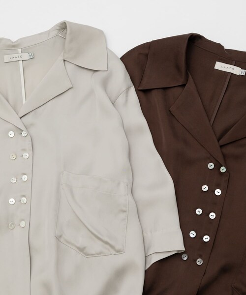 LAATO（ラート）の「open collar shirts（シャツ/ブラウス・レディース・ミスト/チョコレート・Free）」の12枚目の写真