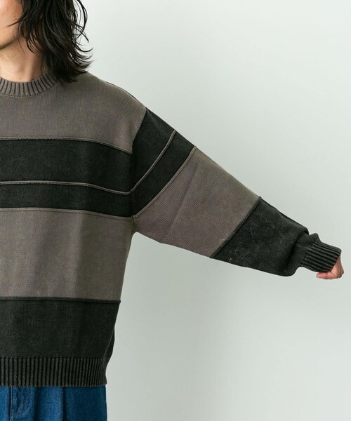 URBAN RESEARCH Sonny Label（アーバンリサーチサニーレーベル）の「ピグメントパネルボーダーニット（ニット/セーター・メンズ・ブラック/ネイビー・M/L）」の14枚目の写真