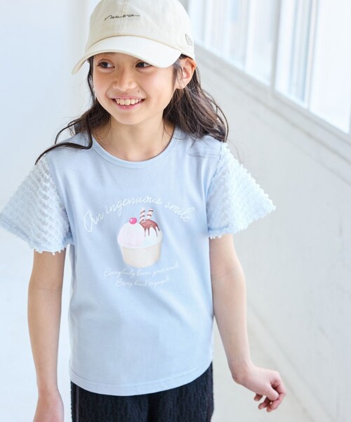 ROPE' PICNIC(ロペピクニック)の「【KIDS/キッズ】アイスプリント袖ジャガードトップス(Tシャツ/カットソー・キッズ・オフホワイト/サックス・120/130/140)」の5枚目の写真