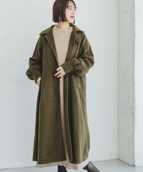 ITEMS URBANRESEARCH（アイテムズ アーバンリサーチ）の「スタンドカラーコート（ステンカラーコート・レディース・L.BEG/BLK/OLV・FREE）」の3枚目の写真